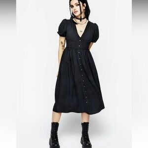 Disturbia Gladys Black Button Front Midi Dress US Size 12